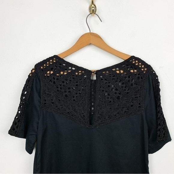 Maeve Anthropologie Black Crochet Pocketed Sheath Dress Sz XS - Picture 6 of 11